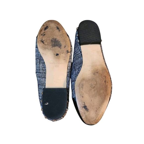 Marc Fisher Blk Gray Tweed Print Studded Heel Slip On Slides Sz 9.5 M - Picture 6 of 8